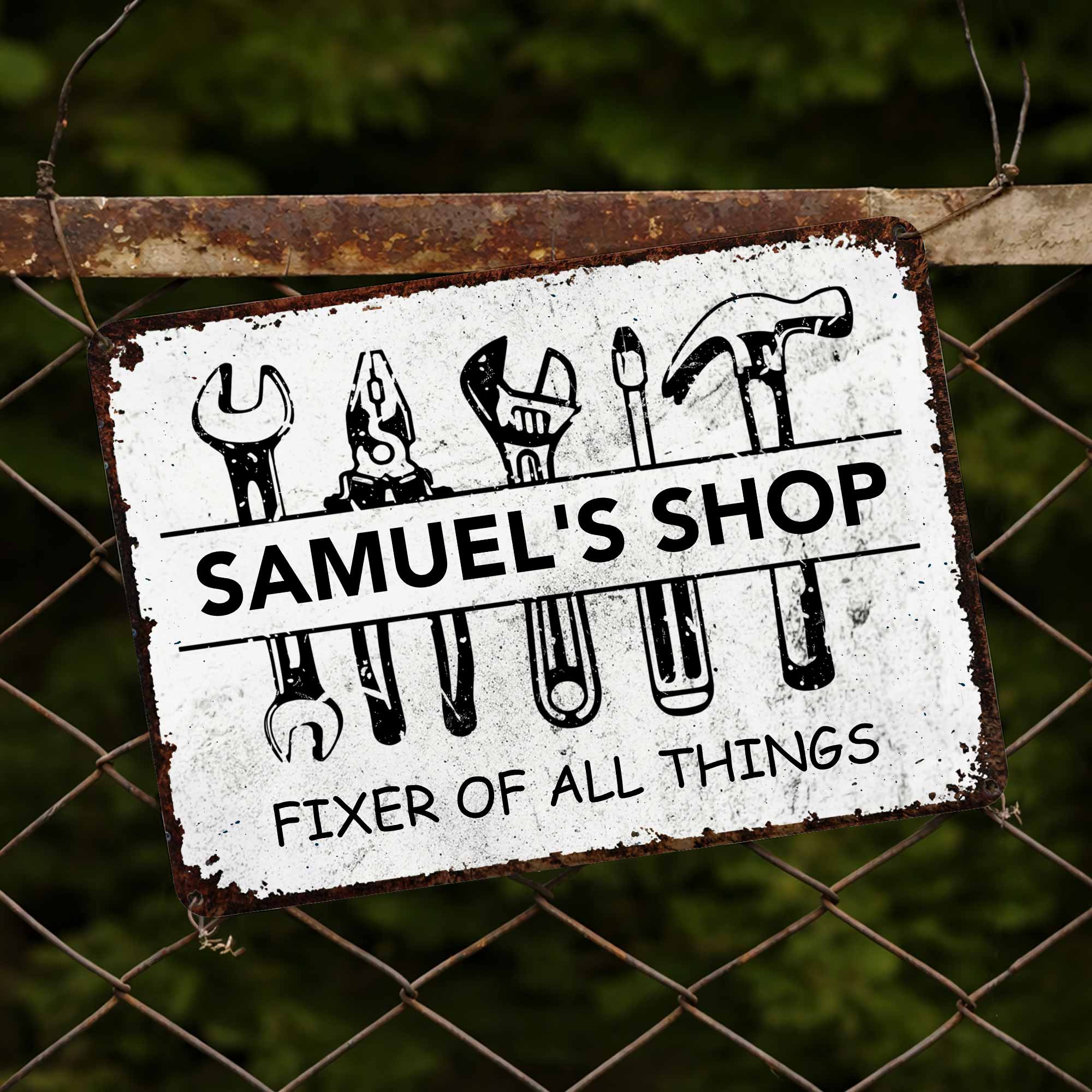 Personalized Metal Sign Custom Name Gift for Dad Handyman Metal Sign GradoCreations