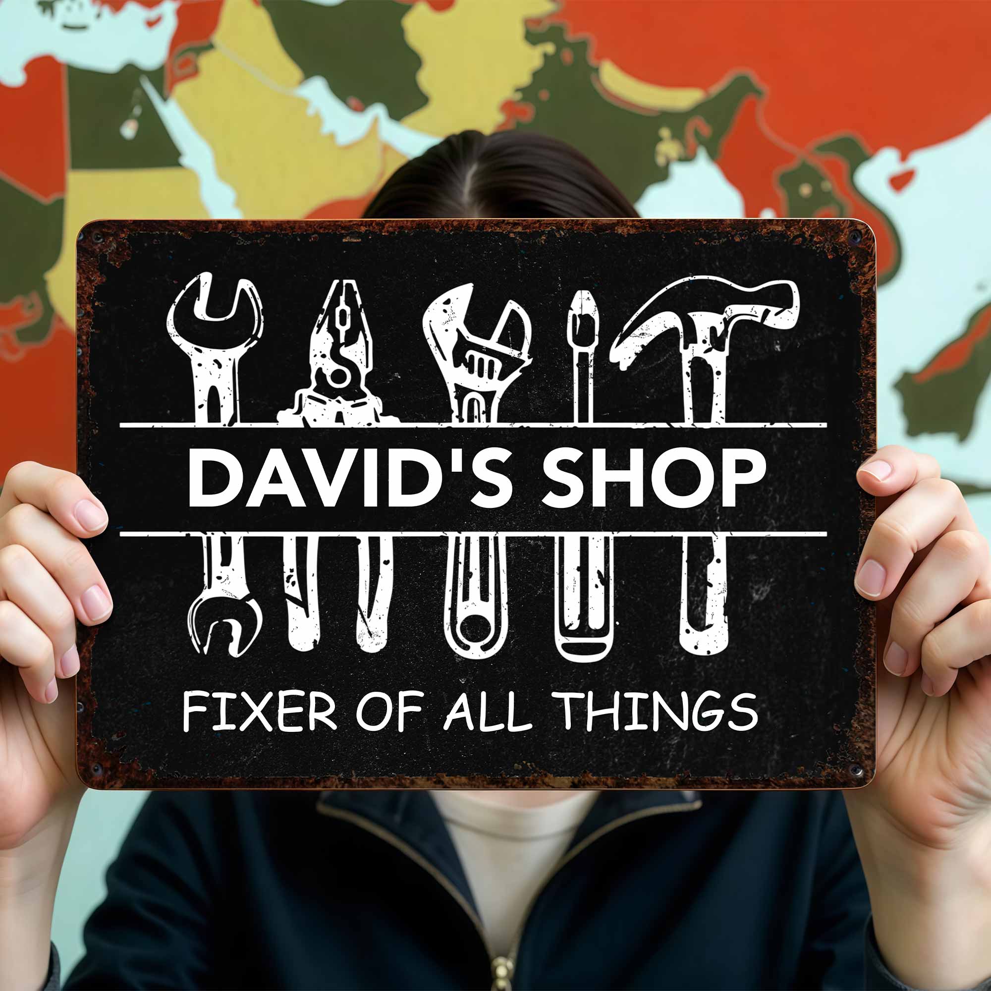 Personalized Metal Sign Custom Name Gift for Dad Handyman Metal Sign GradoCreations