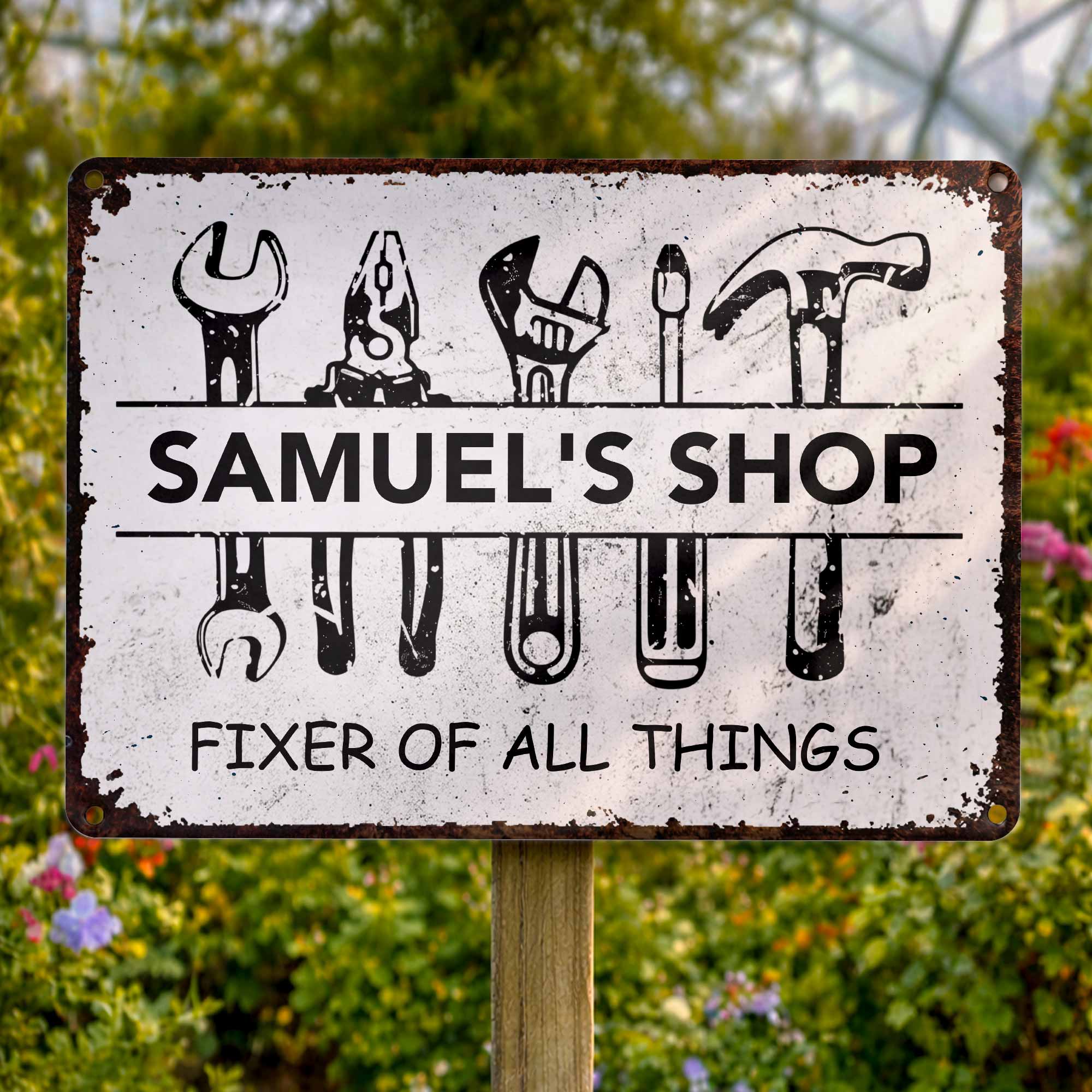 Personalized Metal Sign Custom Name Gift for Dad Handyman Metal Sign GradoCreations