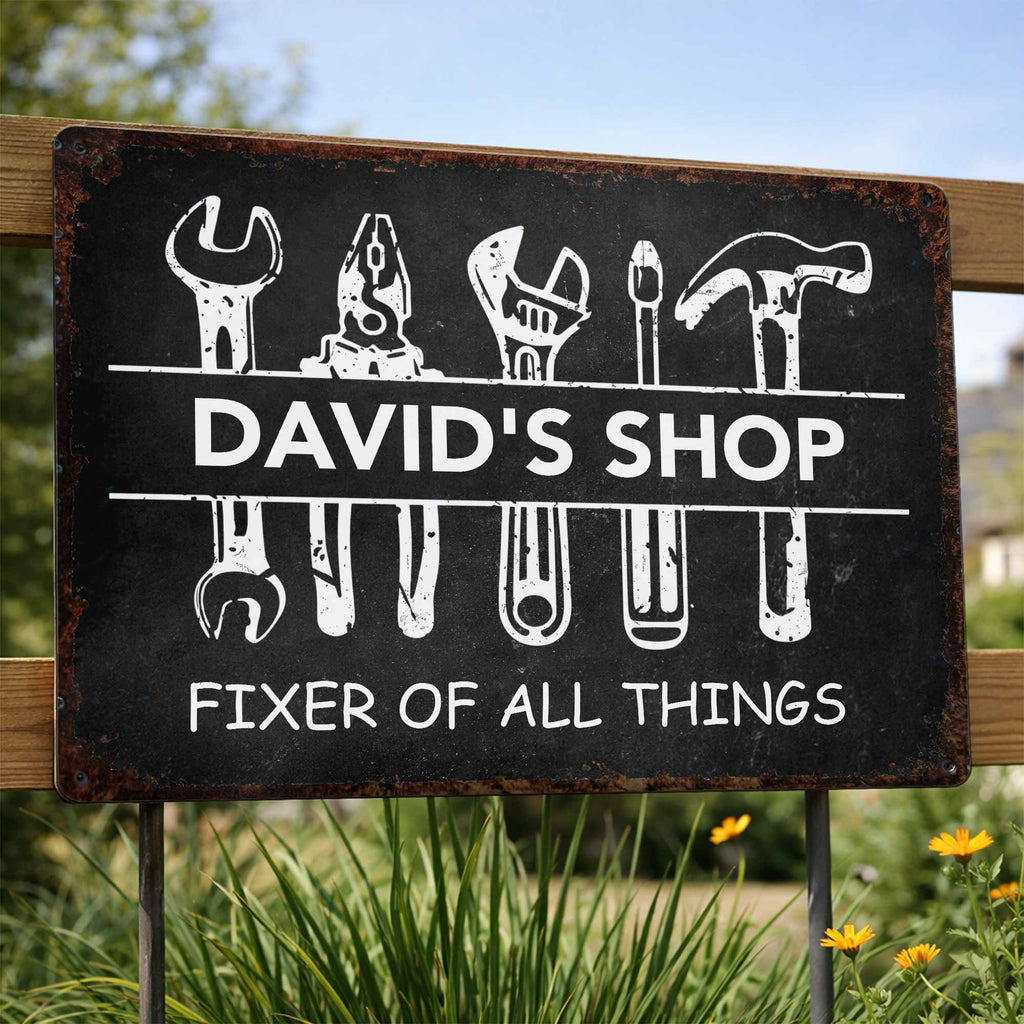 Personalized Metal Sign Custom Name Gift for Dad Handyman Metal Sign GradoCreations