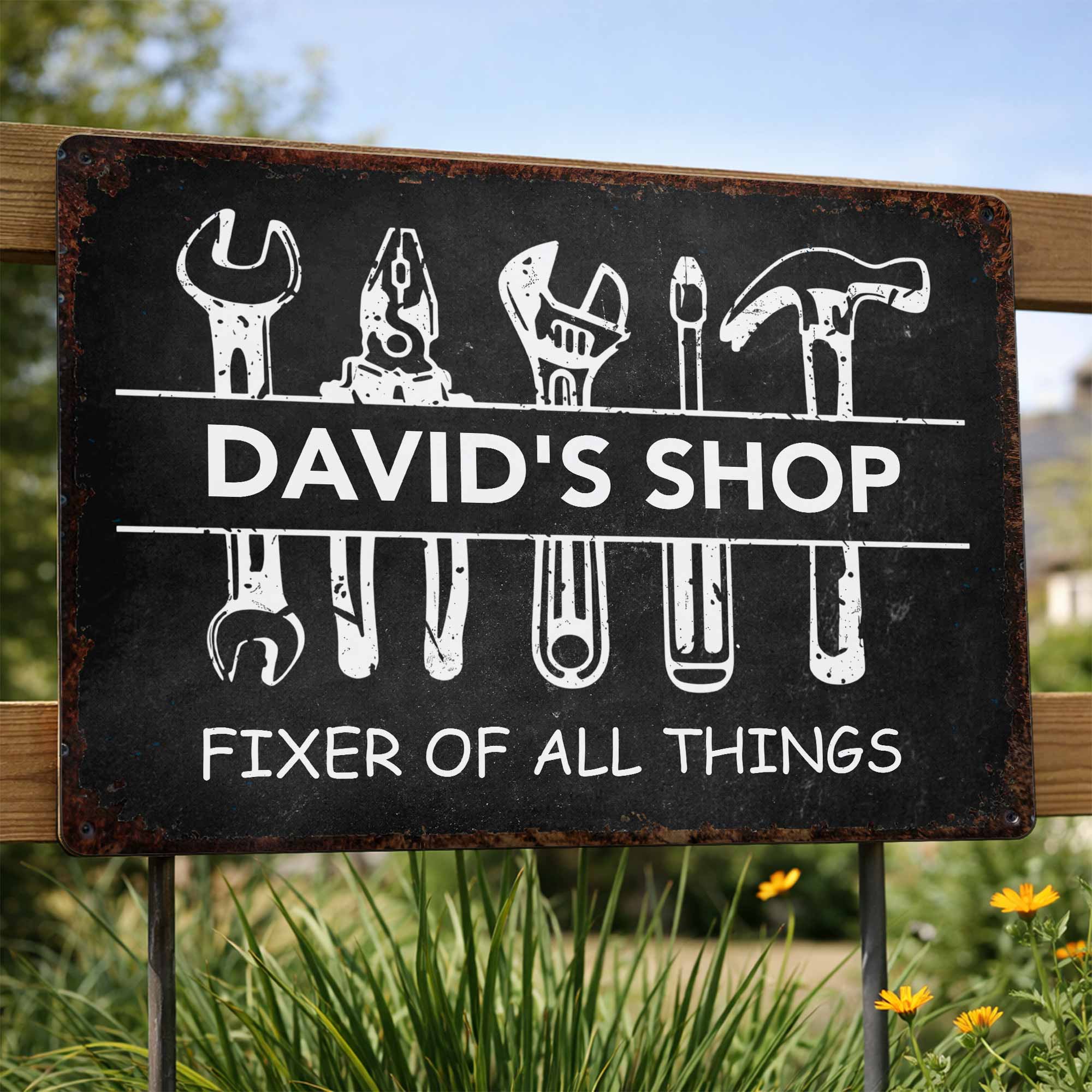 Personalized Metal Sign Custom Name Gift for Dad Handyman Metal Sign GradoCreations