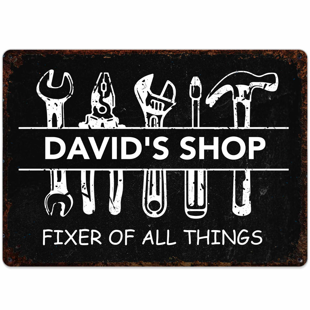 Personalized Metal Sign Custom Name Gift for Dad Handyman Metal Sign GradoCreations