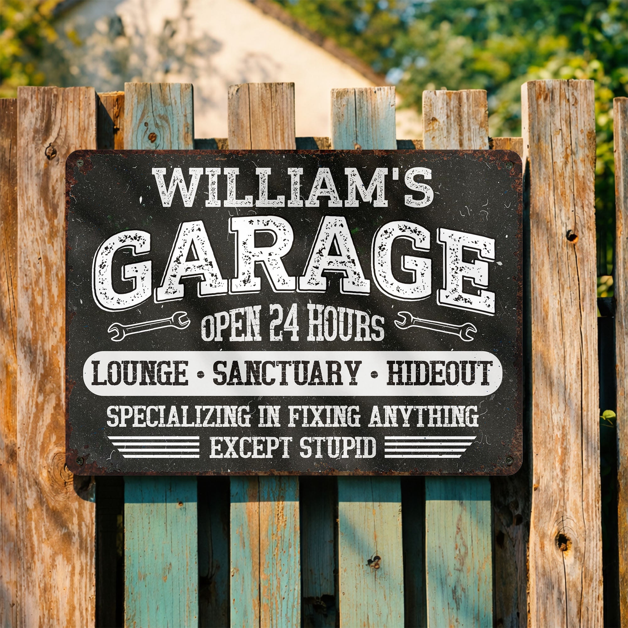Personalized Metal Sign Custom Name Garage Decor Gift for Dad Metal Sign GradoCreations