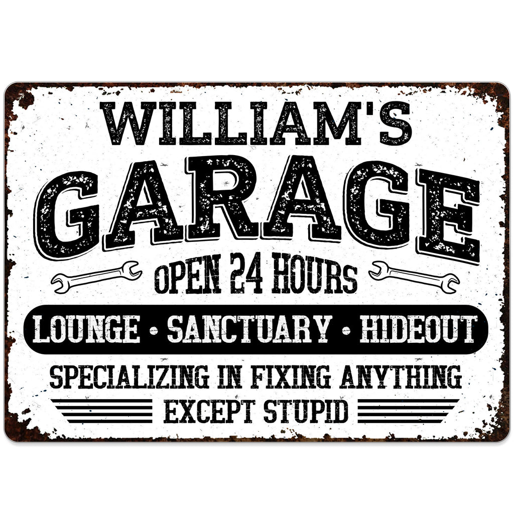 Personalized Metal Sign Custom Name Garage Decor Gift for Dad Metal Sign GradoCreations