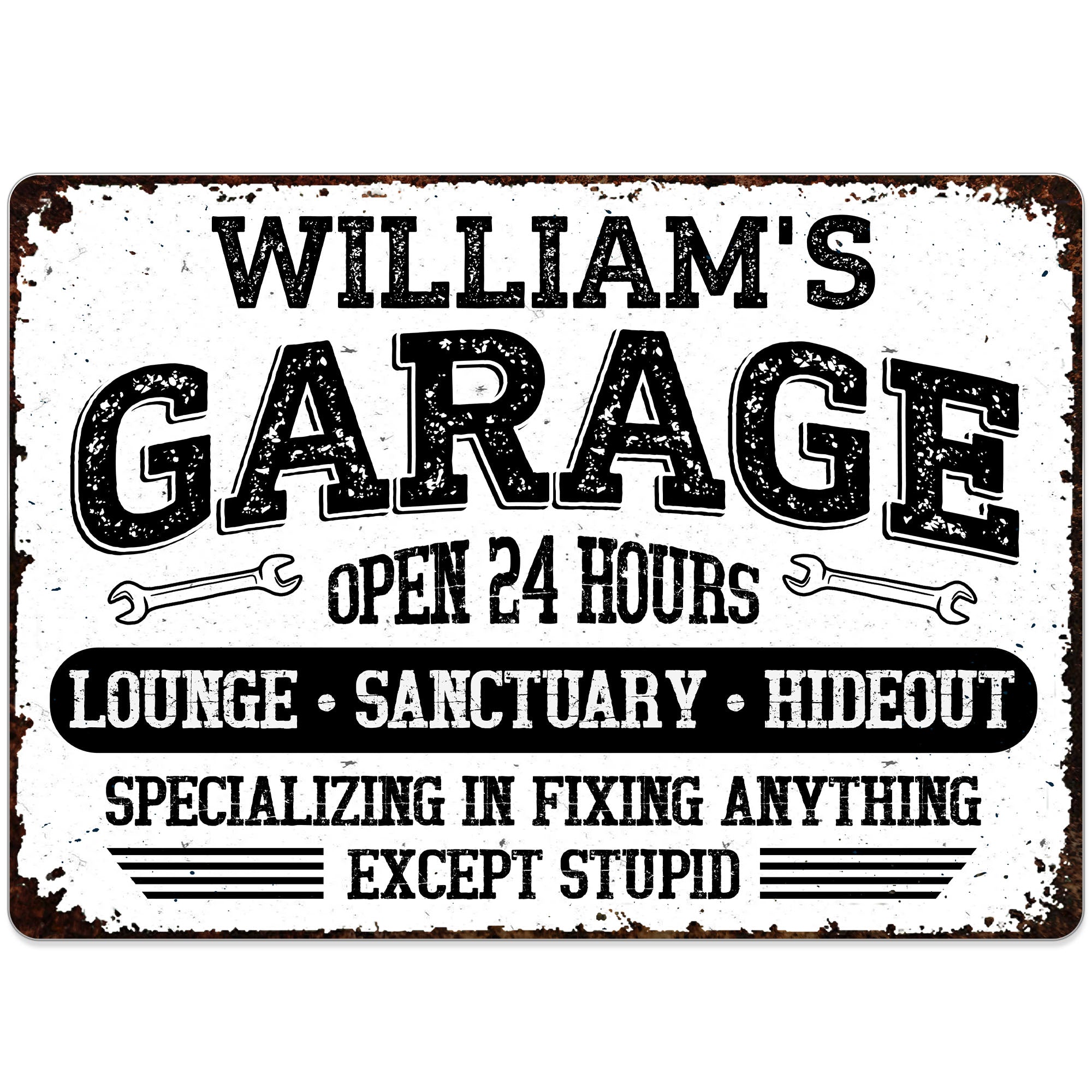 Personalized Metal Sign Custom Name Garage Decor Gift for Dad Metal Sign GradoCreations