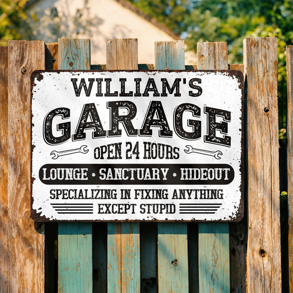 Personalized Metal Sign Custom Name Garage Decor Gift for Dad Metal Sign GradoCreations