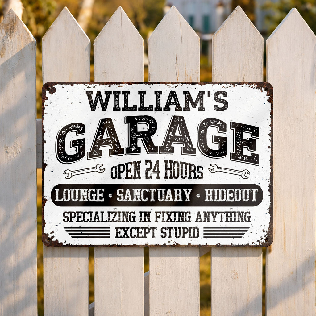Personalized Metal Sign Custom Name Garage Decor Gift for Dad Metal Sign GradoCreations
