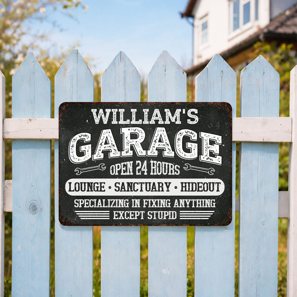Personalized Metal Sign Custom Name Garage Decor Gift for Dad Metal Sign GradoCreations
