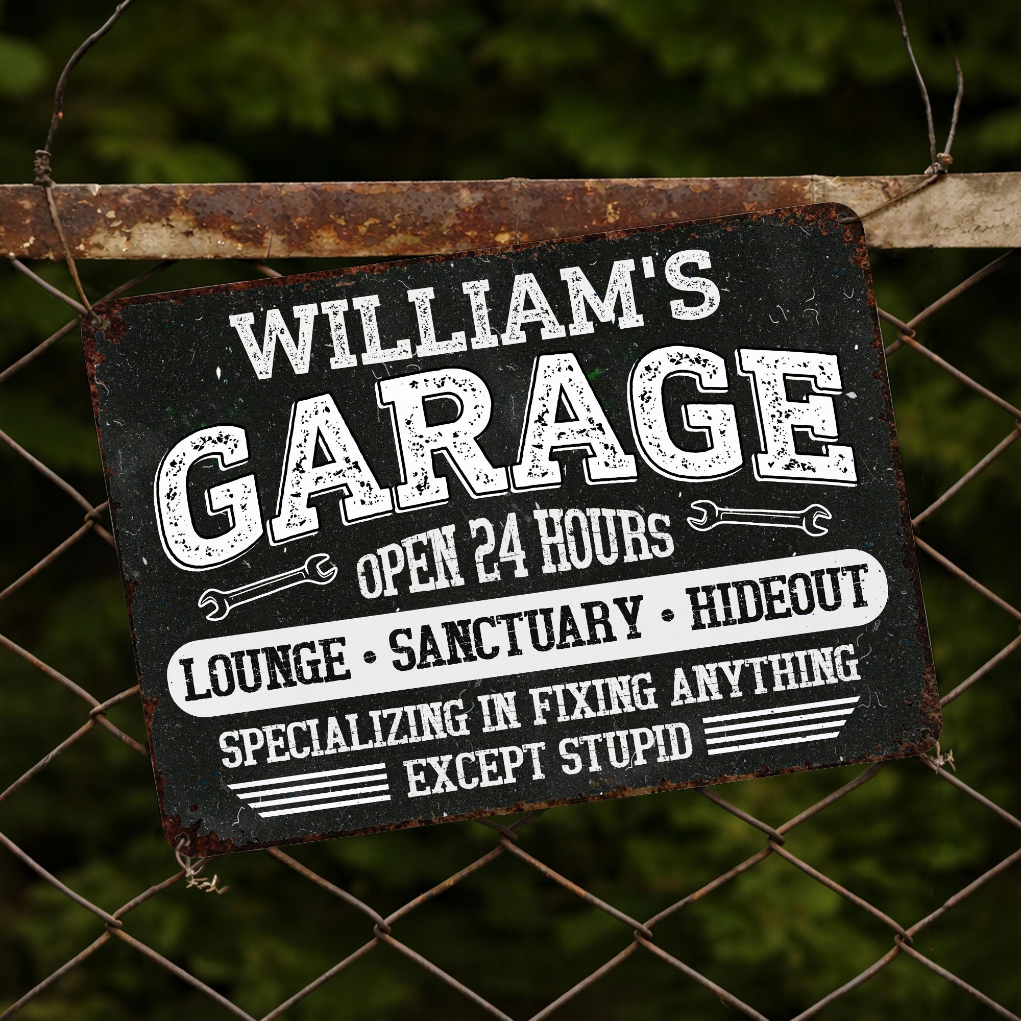 Personalized Metal Sign Custom Name Garage Decor Gift for Dad Metal Sign GradoCreations