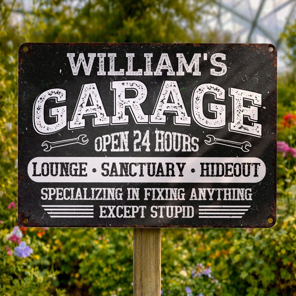 Personalized Metal Sign Custom Name Garage Decor Gift for Dad Metal Sign GradoCreations
