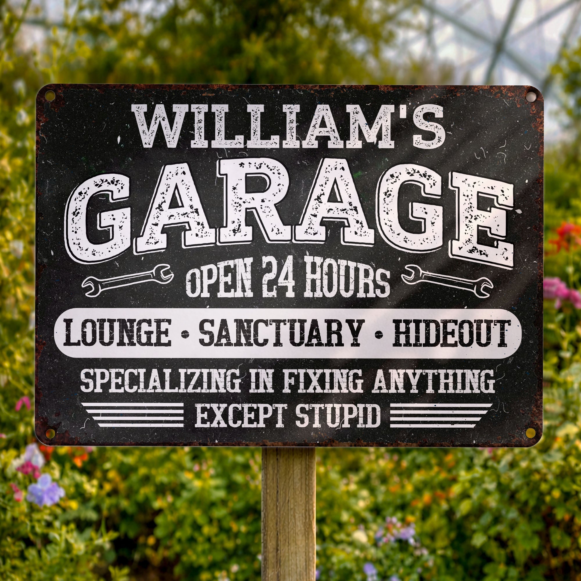 Personalized Metal Sign Custom Name Garage Decor Gift for Dad Metal Sign GradoCreations