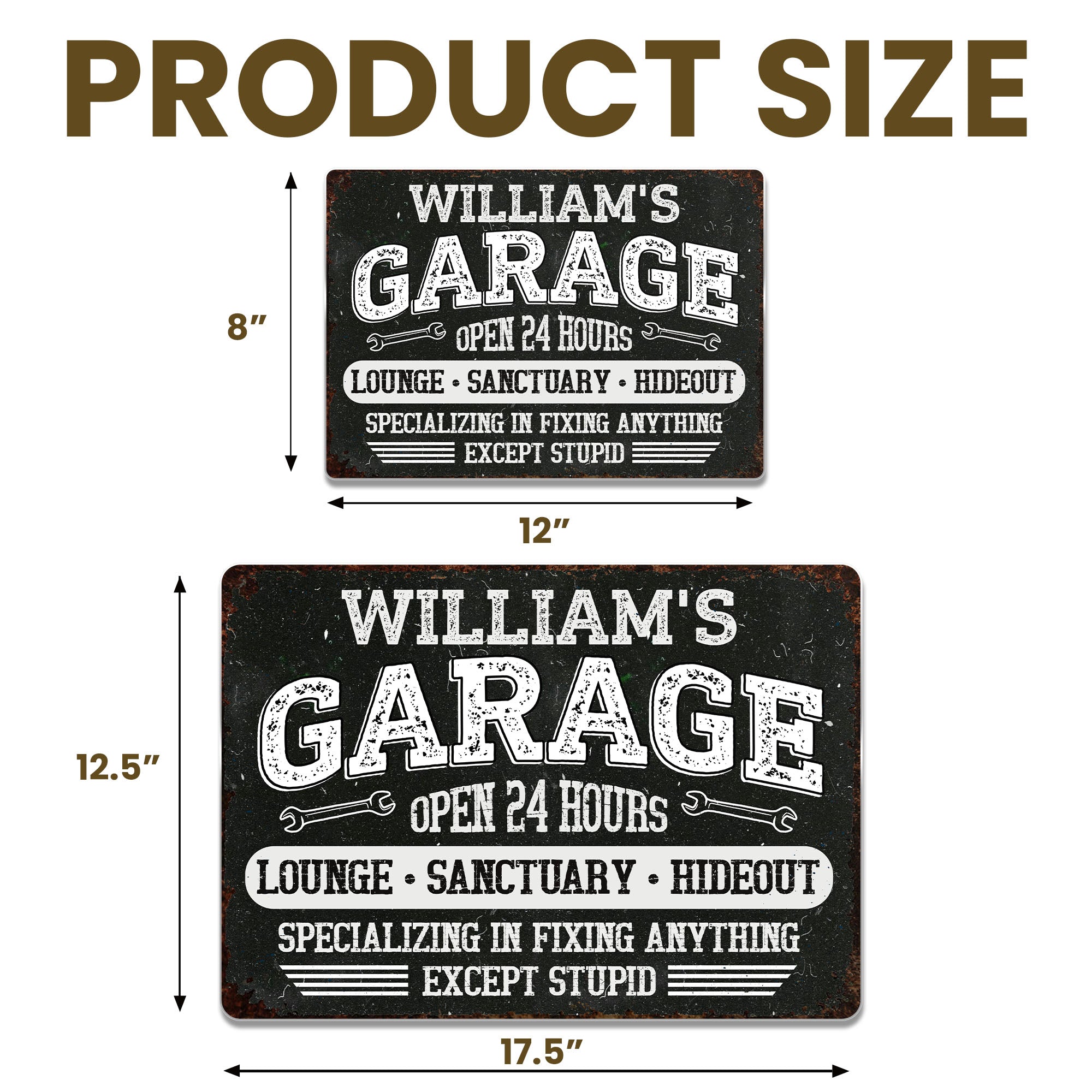 Personalized Metal Sign Custom Name Garage Decor Gift for Dad Metal Sign GradoCreations