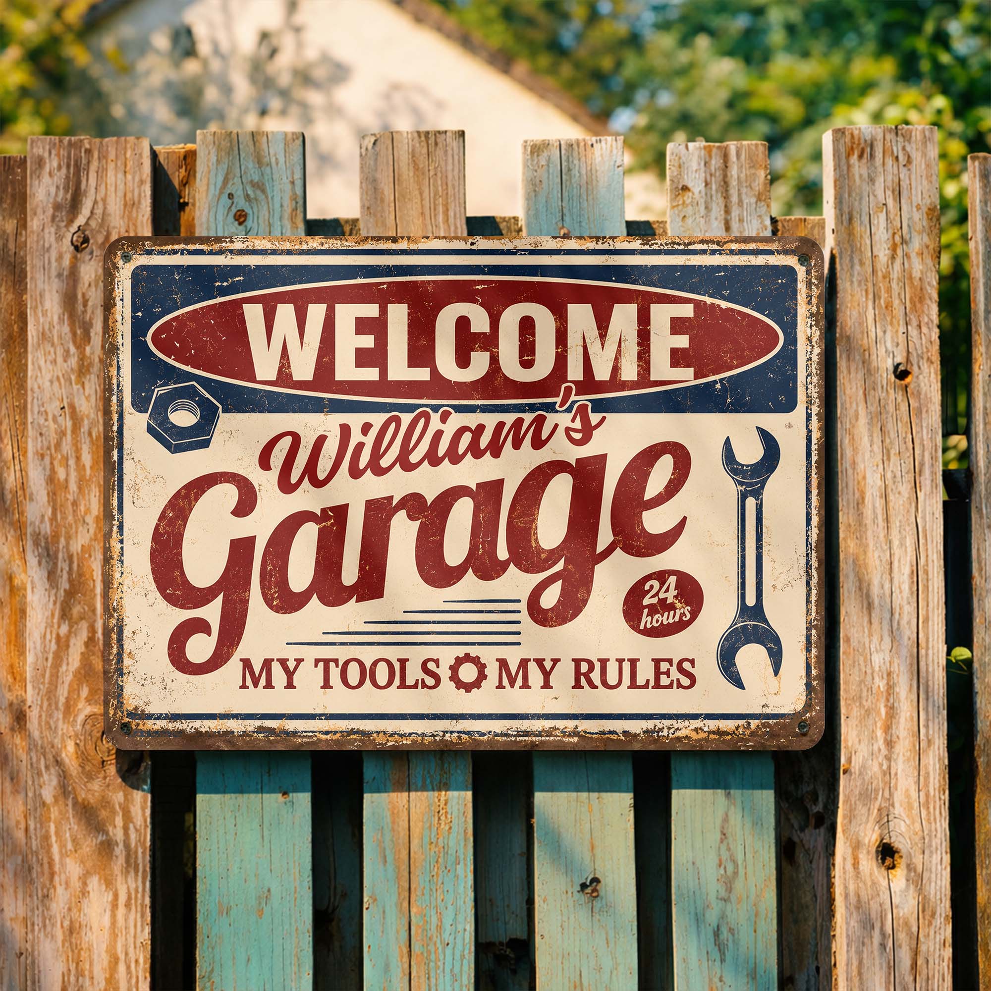 Personalized Metal Sign Welcome To My Garage Custom Gift for Dad Metal Sign GradoCreations