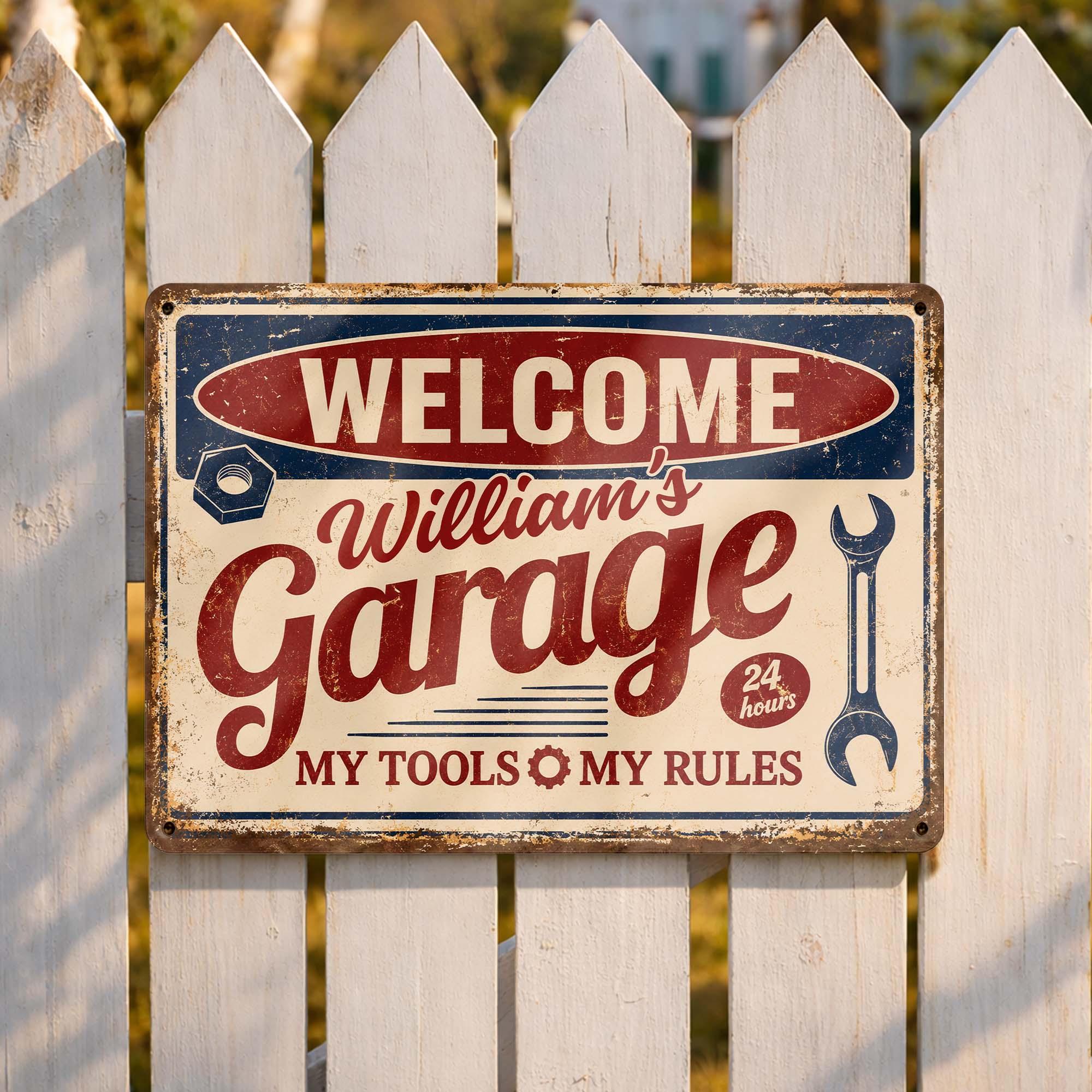 Personalized Metal Sign Welcome To My Garage Custom Gift for Dad Metal Sign GradoCreations