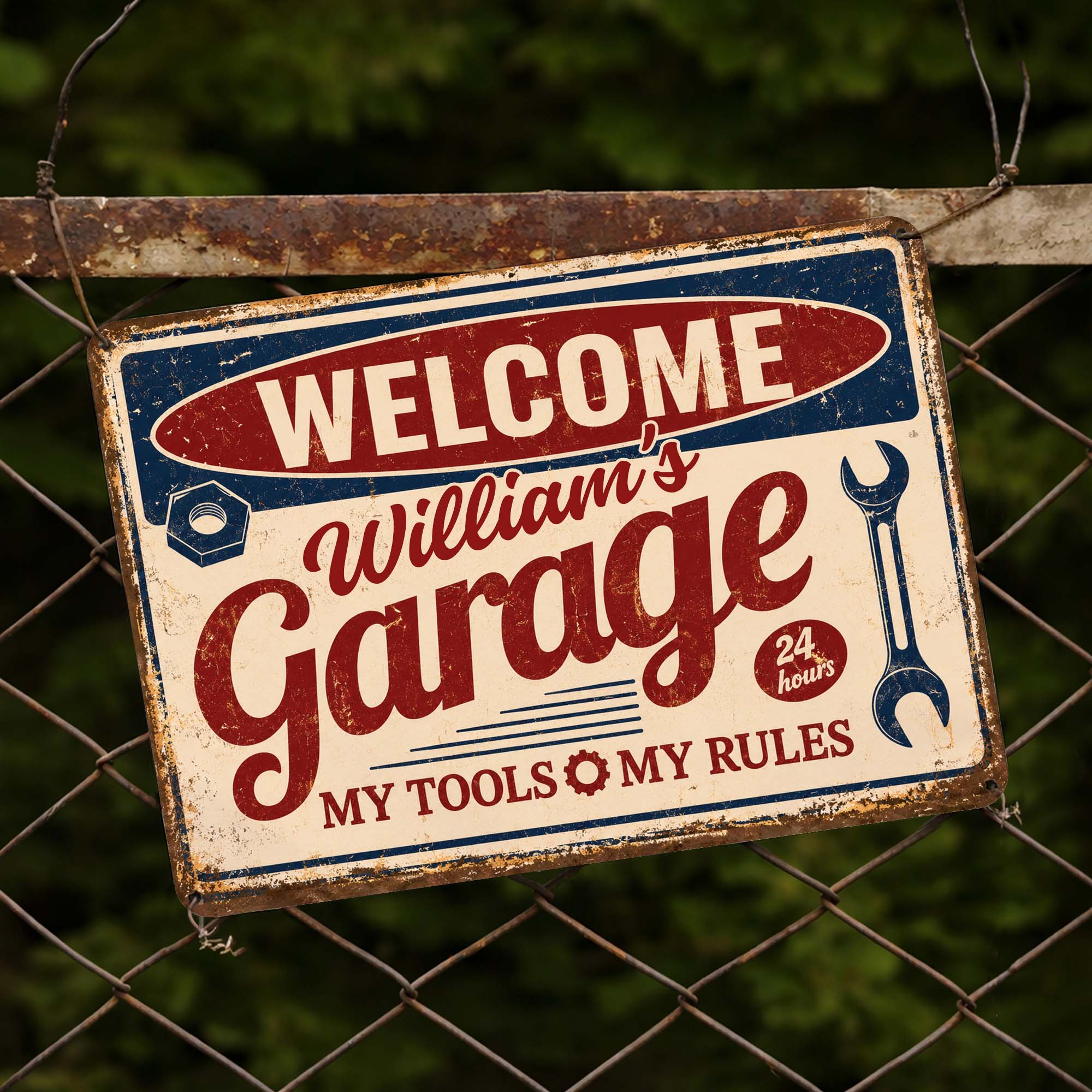 Personalized Metal Sign Welcome To My Garage Custom Gift for Dad Metal Sign GradoCreations