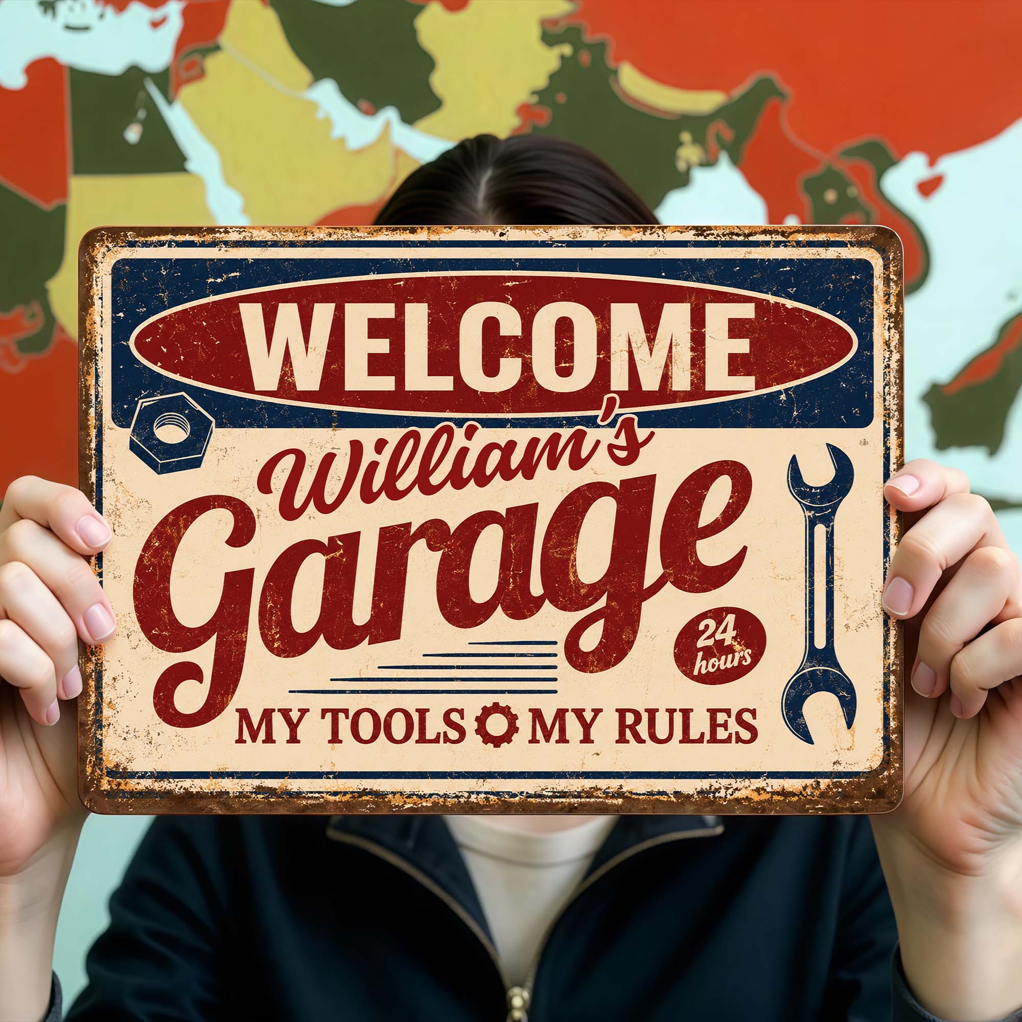 Personalized Metal Sign Welcome To My Garage Custom Gift for Dad Metal Sign GradoCreations