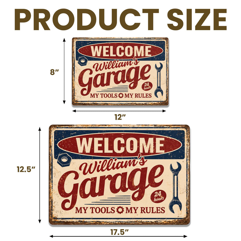 Personalized Metal Sign Welcome To My Garage Custom Gift for Dad Metal Sign GradoCreations
