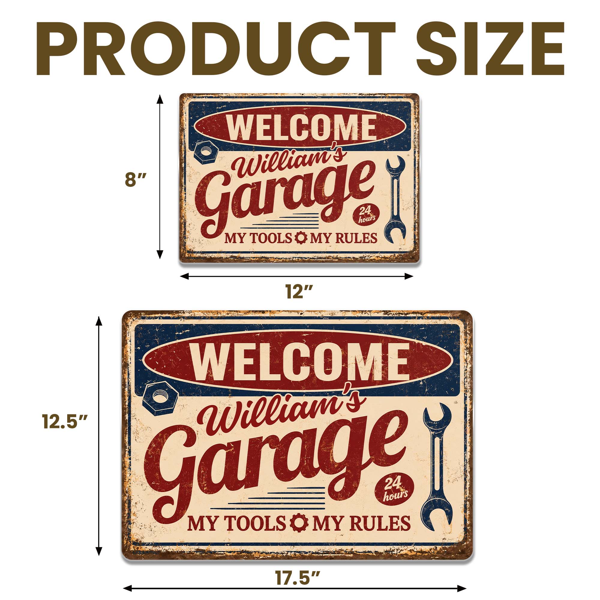 Personalized Metal Sign Welcome To My Garage Custom Gift for Dad Metal Sign GradoCreations