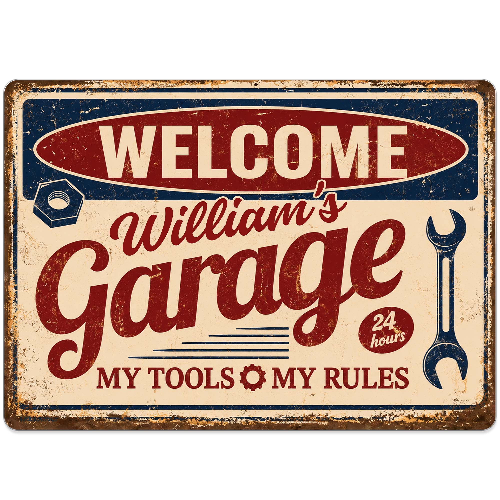 Personalized Metal Sign Welcome To My Garage Custom Gift for Dad Metal Sign GradoCreations