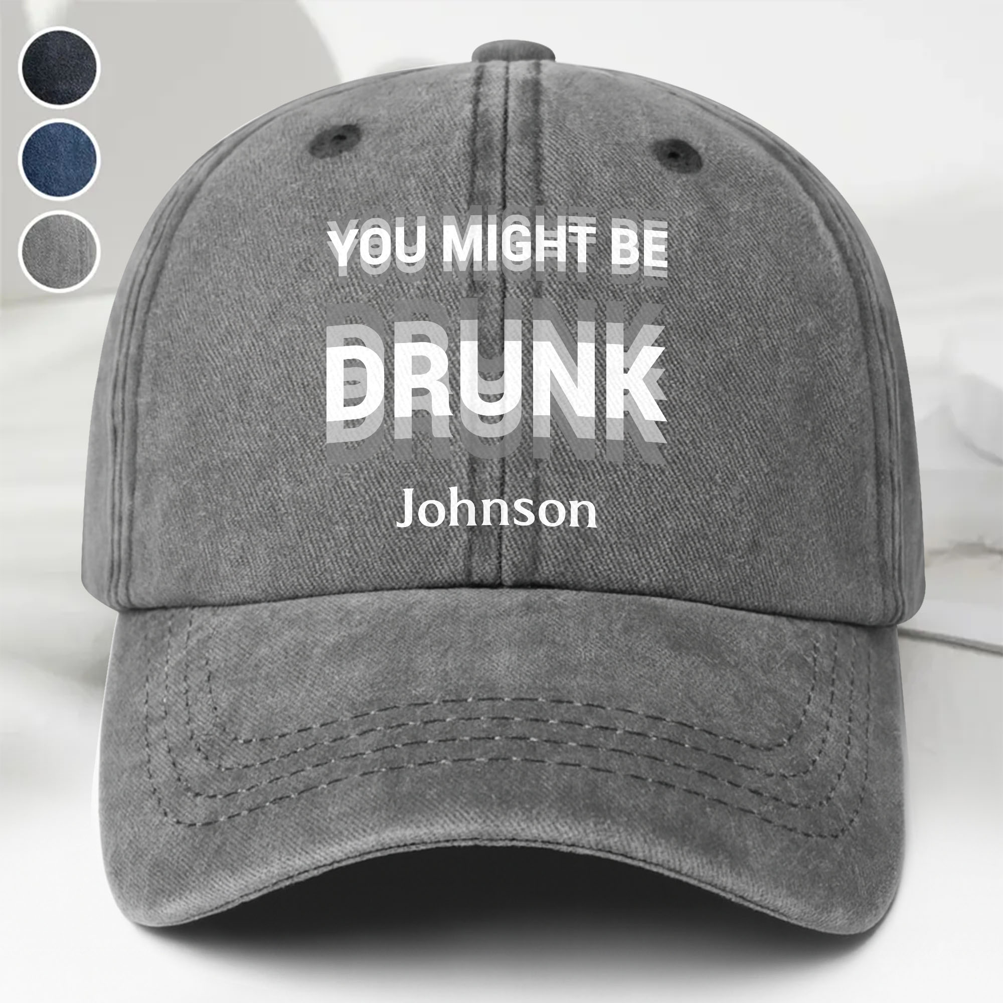 Personalized Washed Denim Cap Custom Name Gift for Him Washed Denim Cap GradoCreations