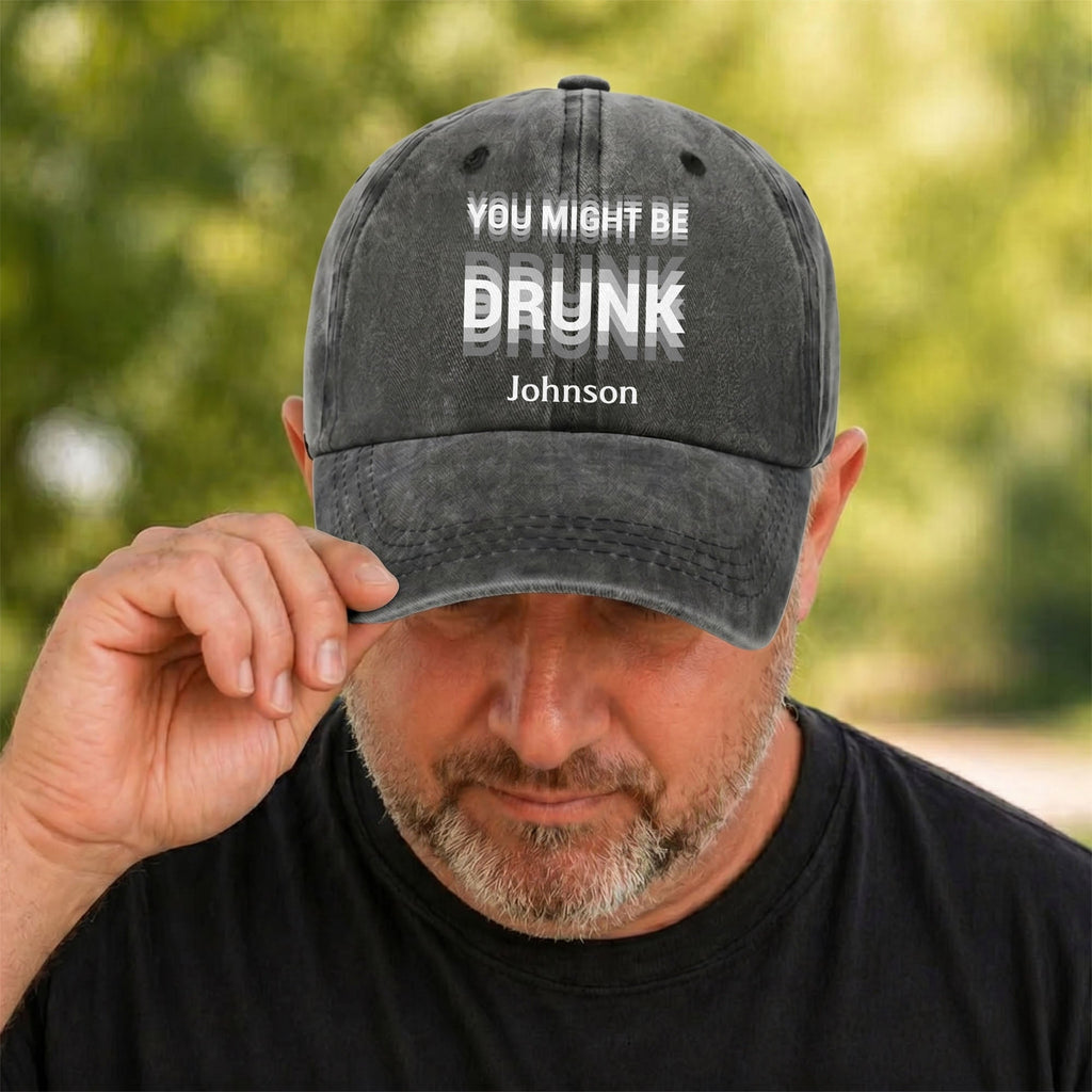 Personalized Washed Denim Cap Custom Name Gift for Him Washed Denim Cap GradoCreations