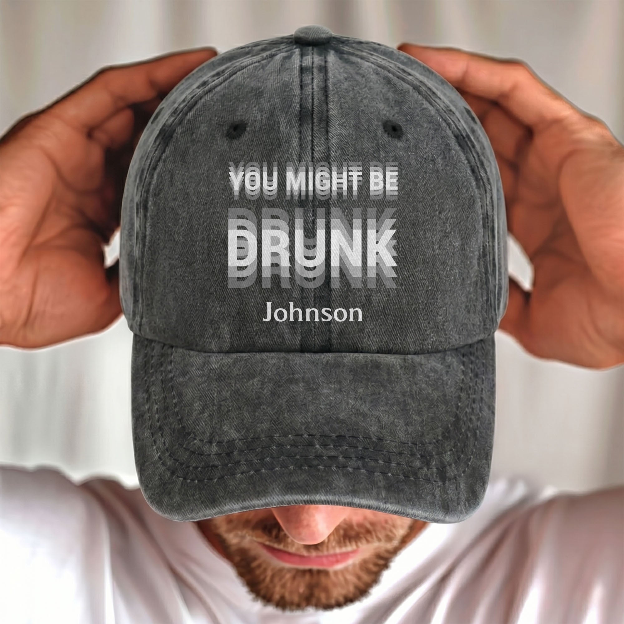 Personalized Washed Denim Cap Custom Name Gift for Him Washed Denim Cap GradoCreations