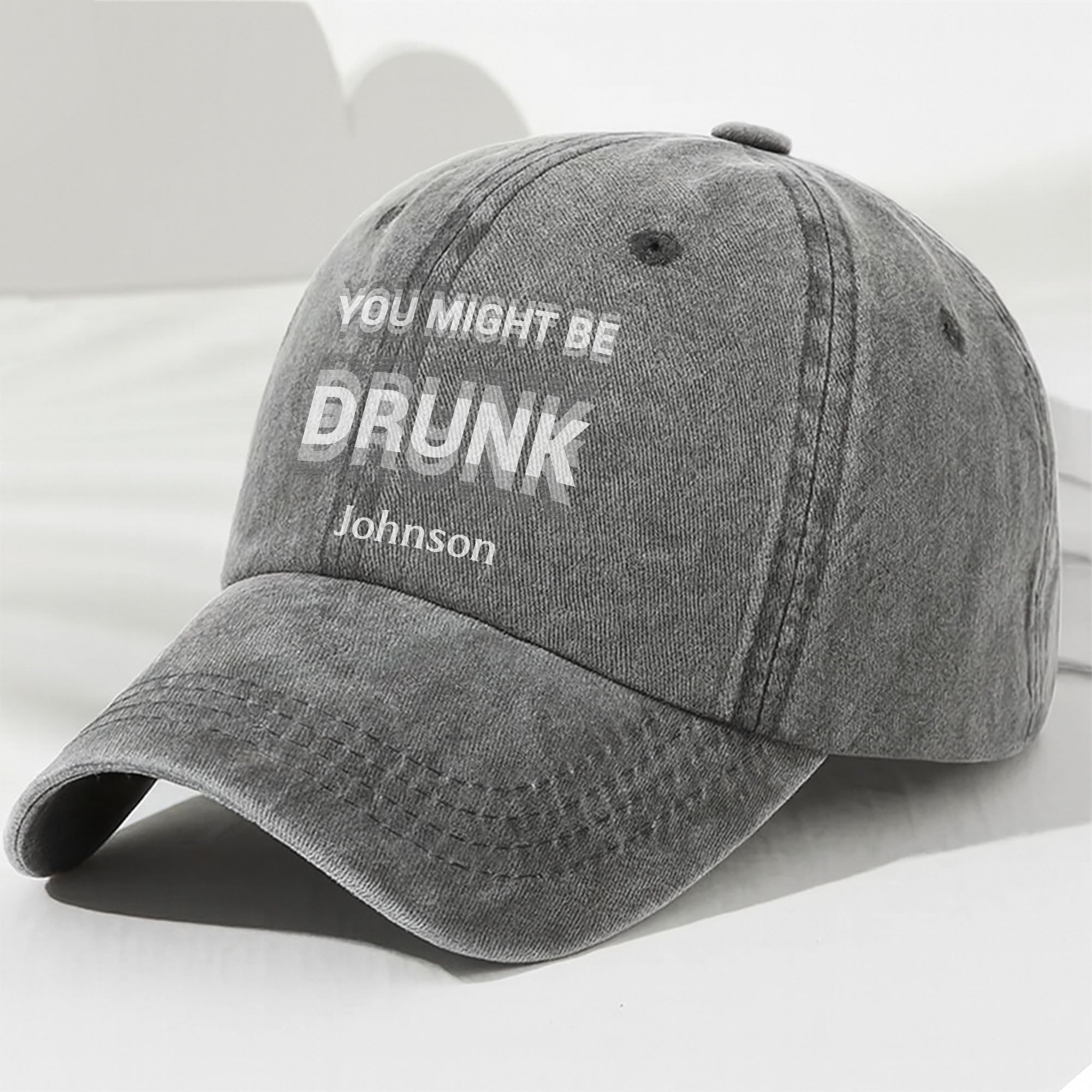 Personalized Washed Denim Cap Custom Name Gift for Him Washed Denim Cap GradoCreations