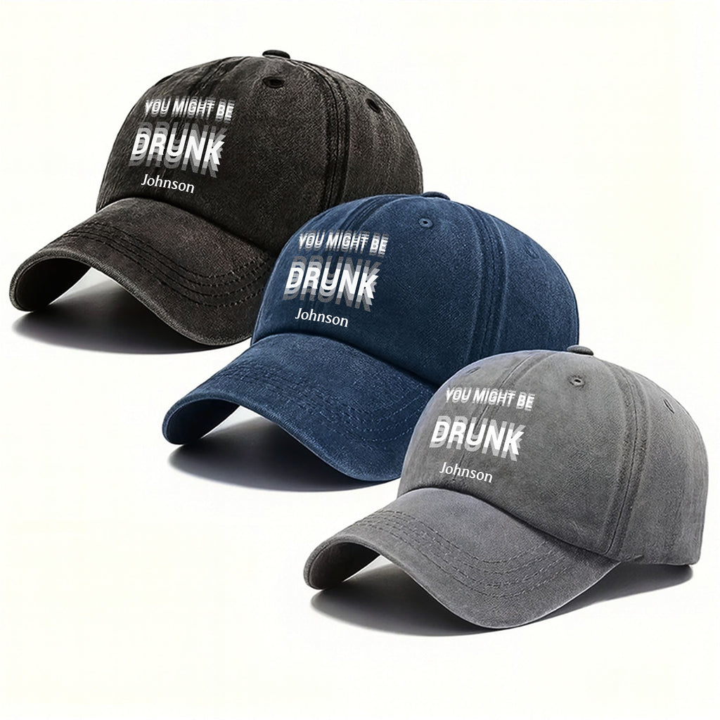 Personalized Washed Denim Cap Custom Name Gift for Him Washed Denim Cap GradoCreations