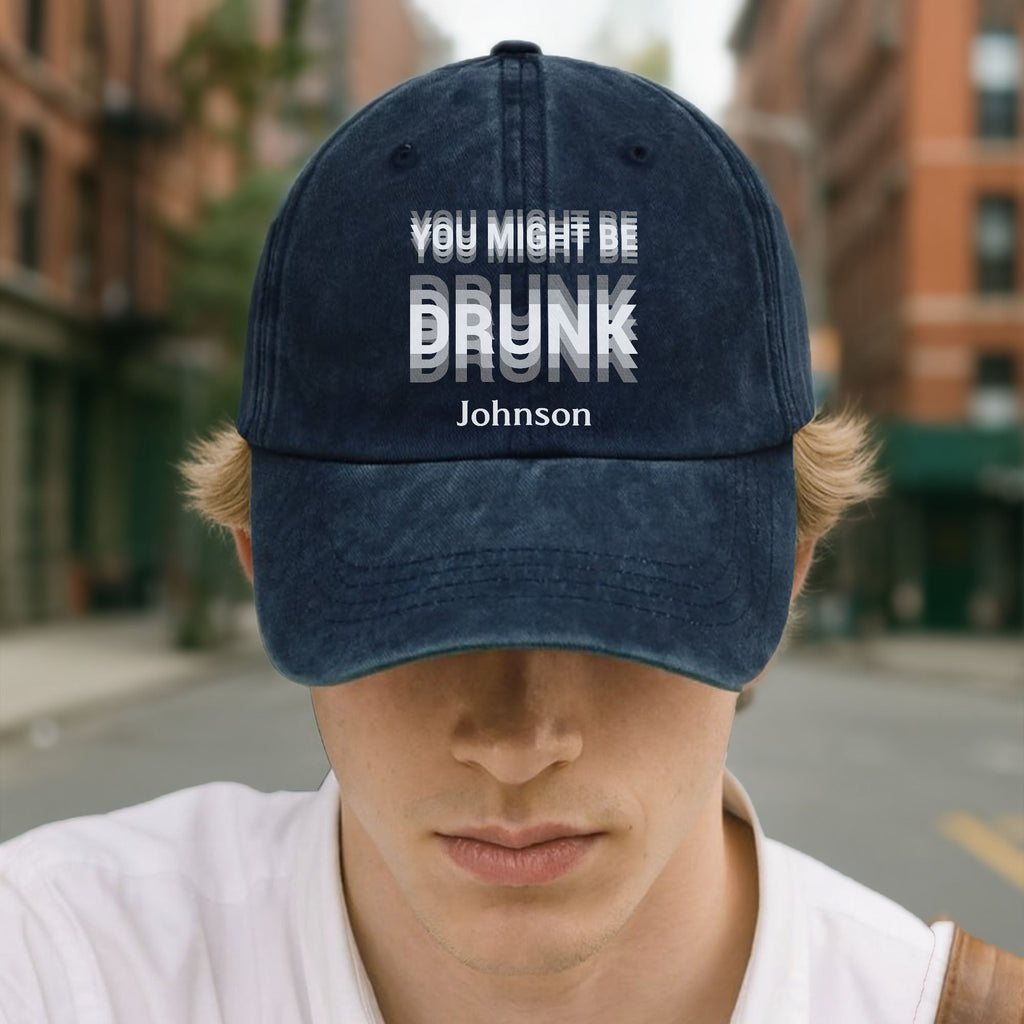 Personalized Washed Denim Cap Custom Name Gift for Him Washed Denim Cap GradoCreations