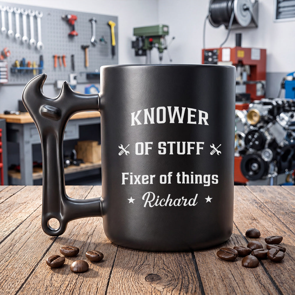 Personalized Mechanic Coffee Mug with Wrench Handle Gift for Him Wrench Handle Mug GradoCreations