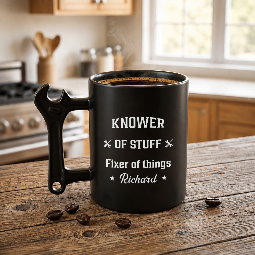 Personalized Mechanic Coffee Mug with Wrench Handle Gift for Him Wrench Handle Mug GradoCreations