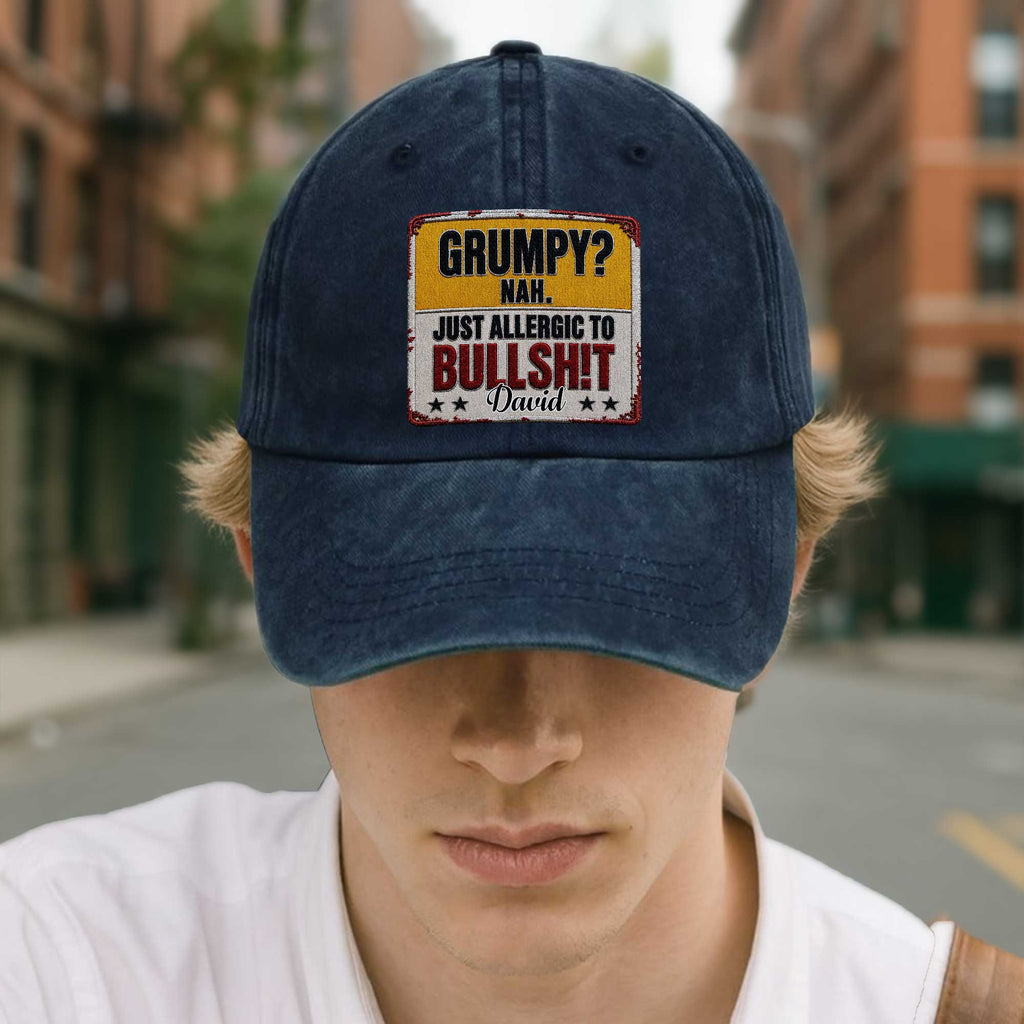 Personalized Washed Denim Cap Custom Name Funny Gift for Dad Washed Denim Cap GradoCreations