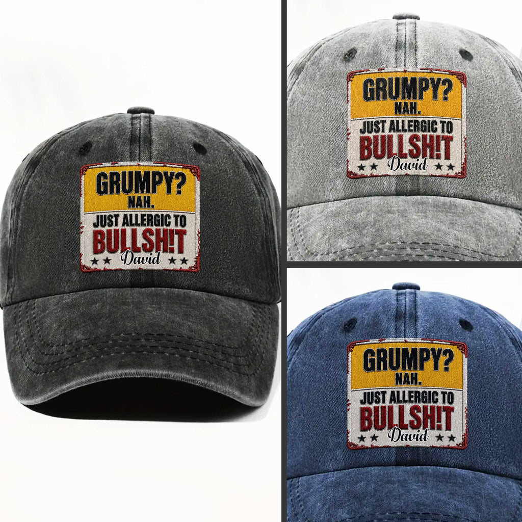 Personalized Washed Denim Cap Custom Name Funny Gift for Dad Washed Denim Cap GradoCreations