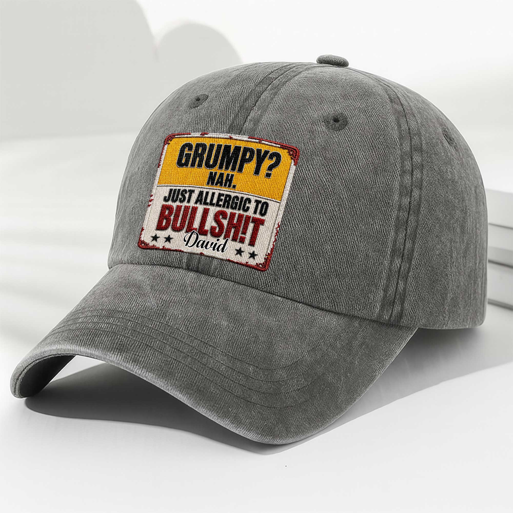 Personalized Washed Denim Cap Custom Name Funny Gift for Dad Washed Denim Cap GradoCreations
