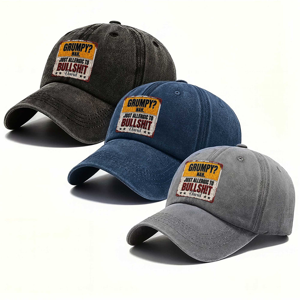 Personalized Washed Denim Cap Custom Name Funny Gift for Dad Washed Denim Cap GradoCreations