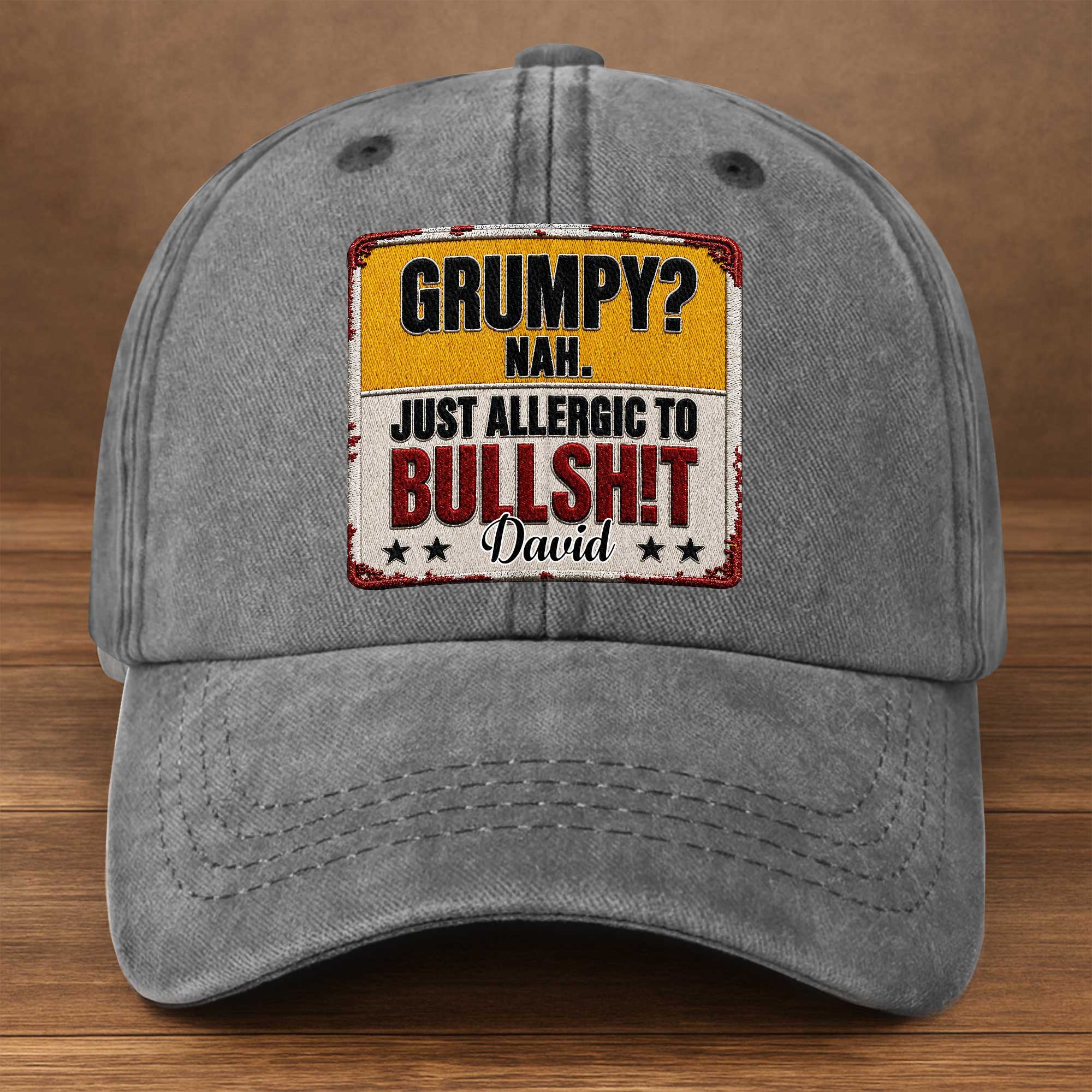 Personalized Washed Denim Cap Custom Name Funny Gift for Dad Washed Denim Cap GradoCreations