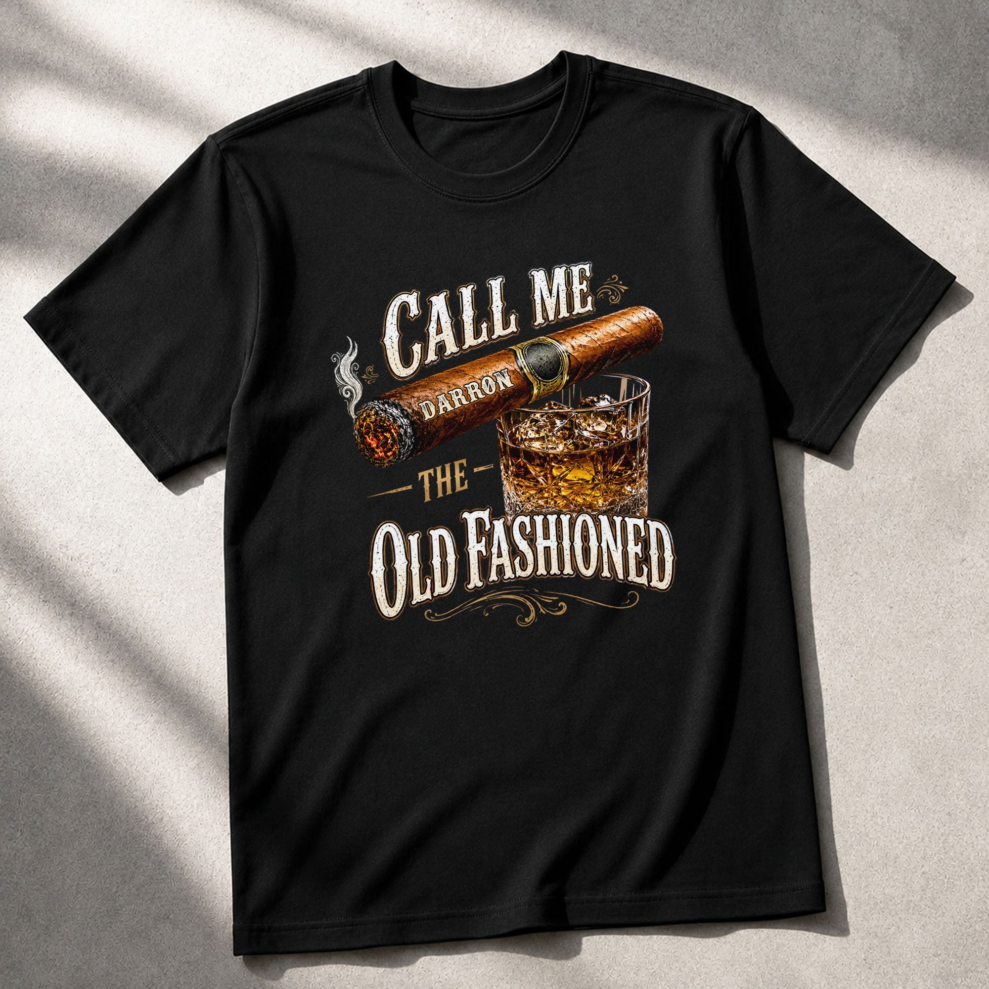 Personalized Cigar and Whiskey Glass T-Shirt Hoodie Gift for Him Shirt GradoCreations