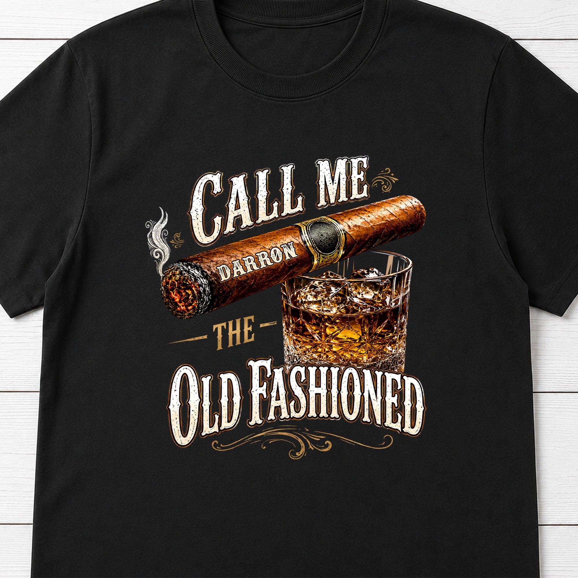 Personalized Cigar and Whiskey Glass T-Shirt Hoodie Gift for Him Shirt GradoCreations