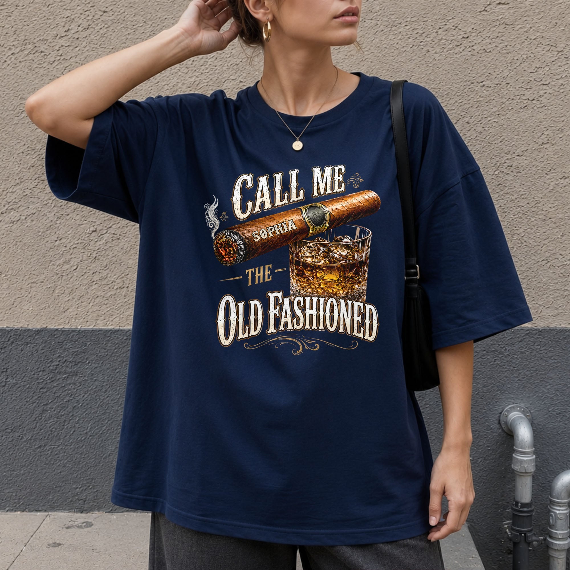 Personalized Cigar and Whiskey Glass T-Shirt Hoodie Gift for Him Shirt GradoCreations