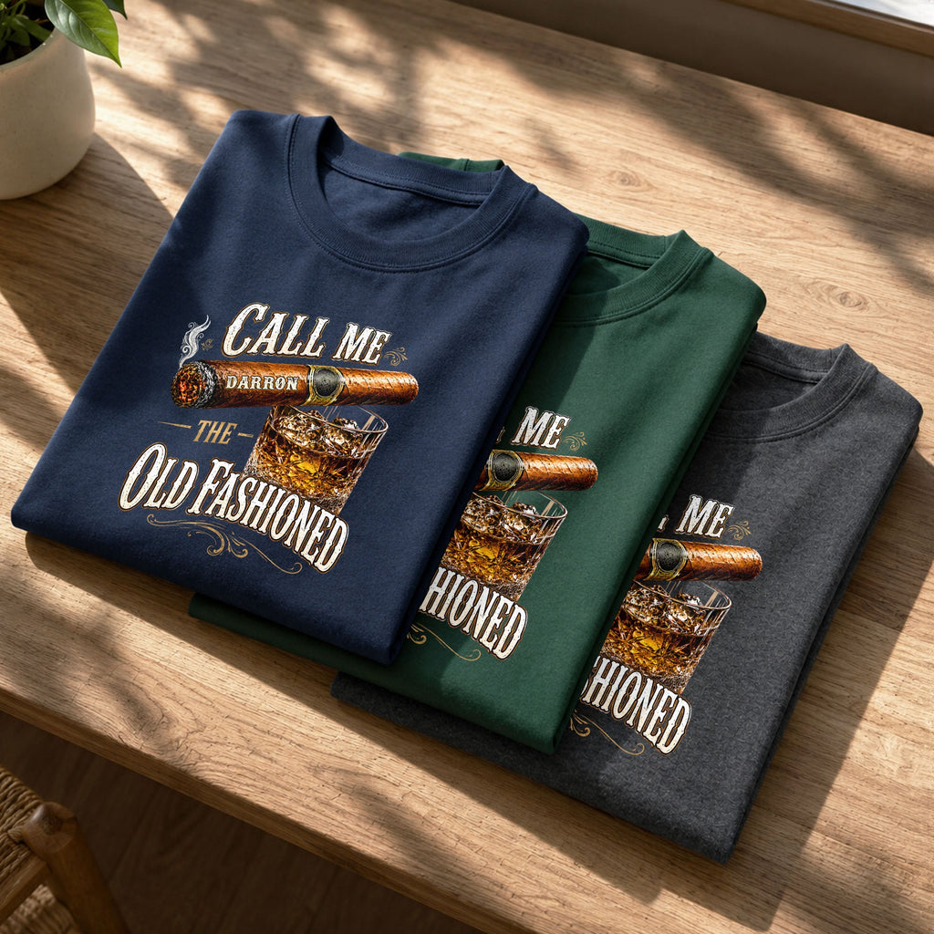 Personalized Cigar and Whiskey Glass T-Shirt Hoodie Gift for Him Shirt GradoCreations