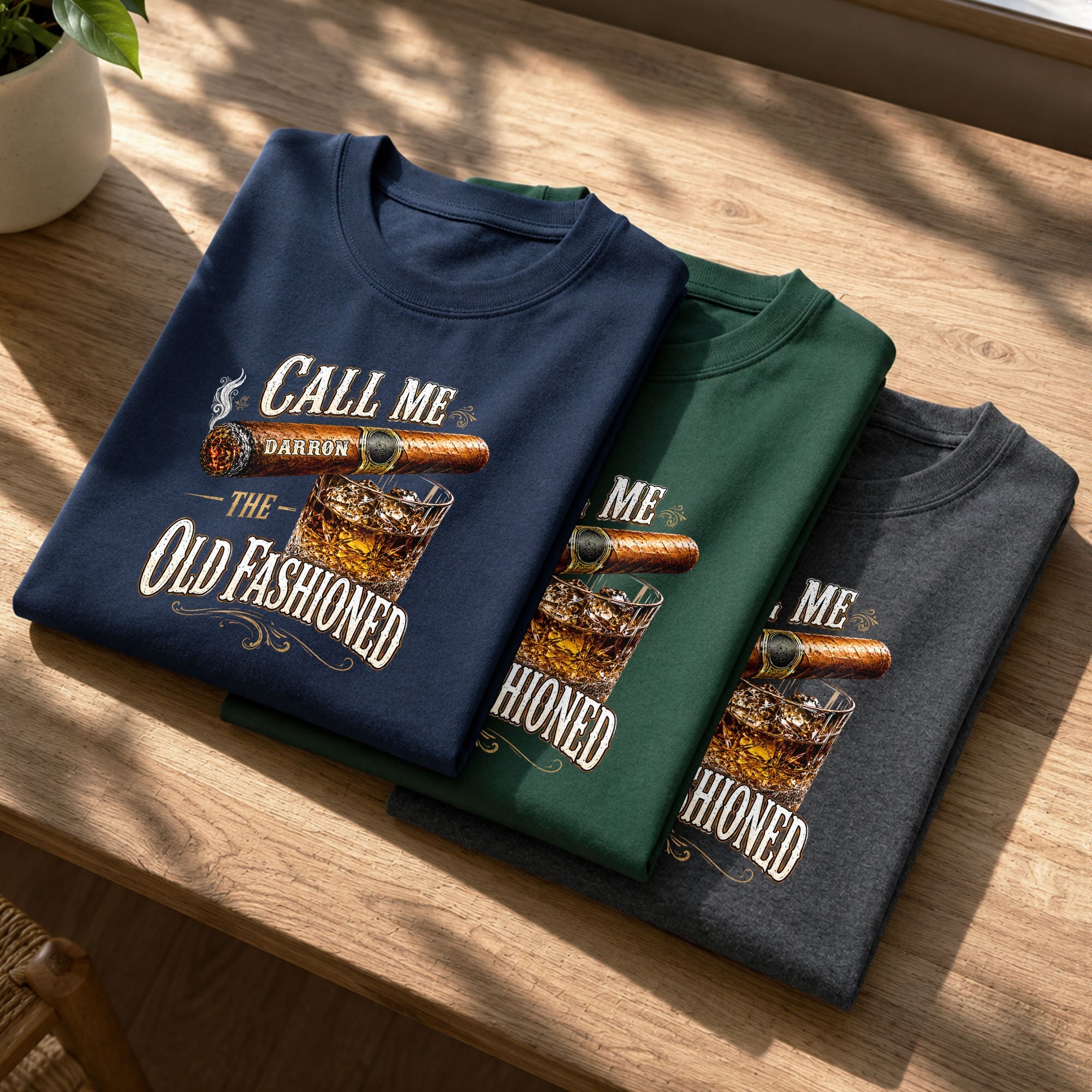 Personalized Cigar and Whiskey Glass T-Shirt Hoodie Gift for Him Shirt GradoCreations