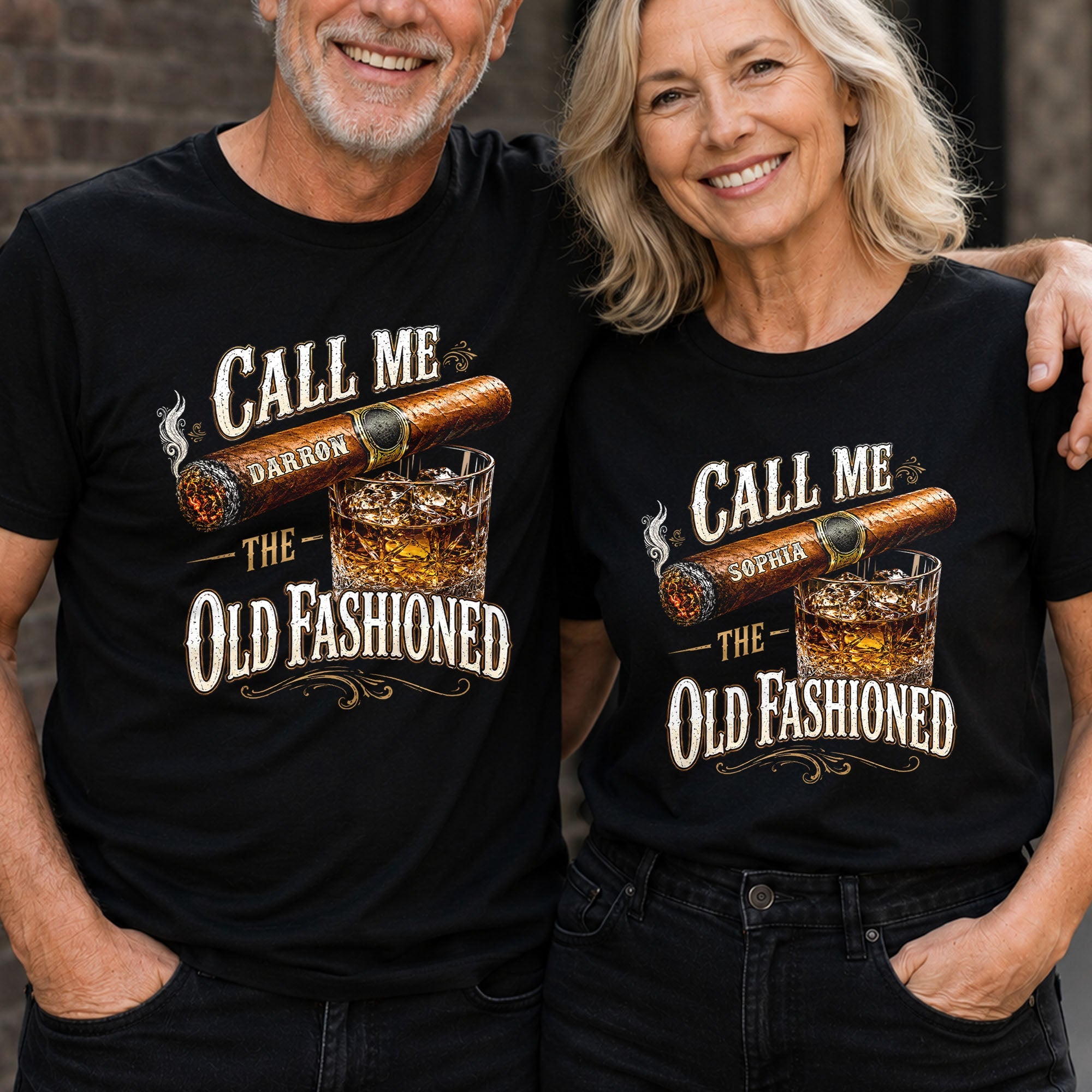 Personalized Cigar and Whiskey Glass T-Shirt Hoodie Gift for Him Shirt GradoCreations