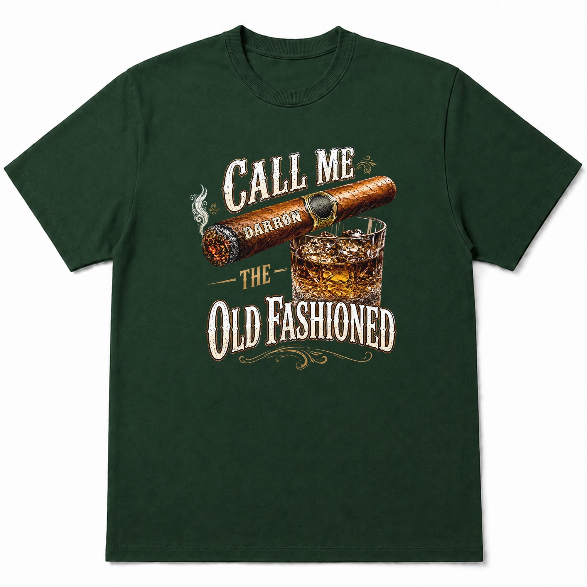 Personalized Cigar and Whiskey Glass T-Shirt Hoodie Gift for Him Shirt GradoCreations