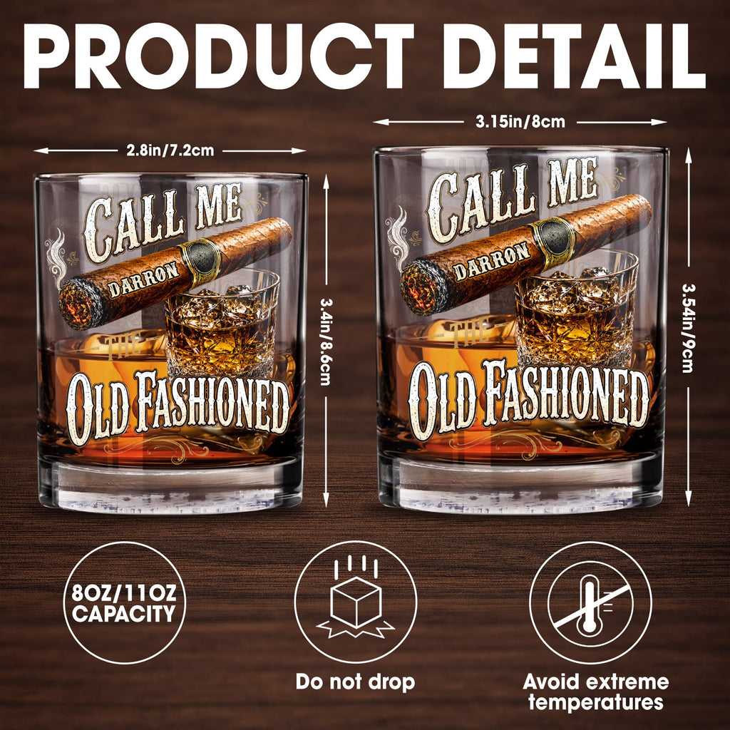 Personalized Custom Whiskey Glass Gift for Dad with Cigar Design