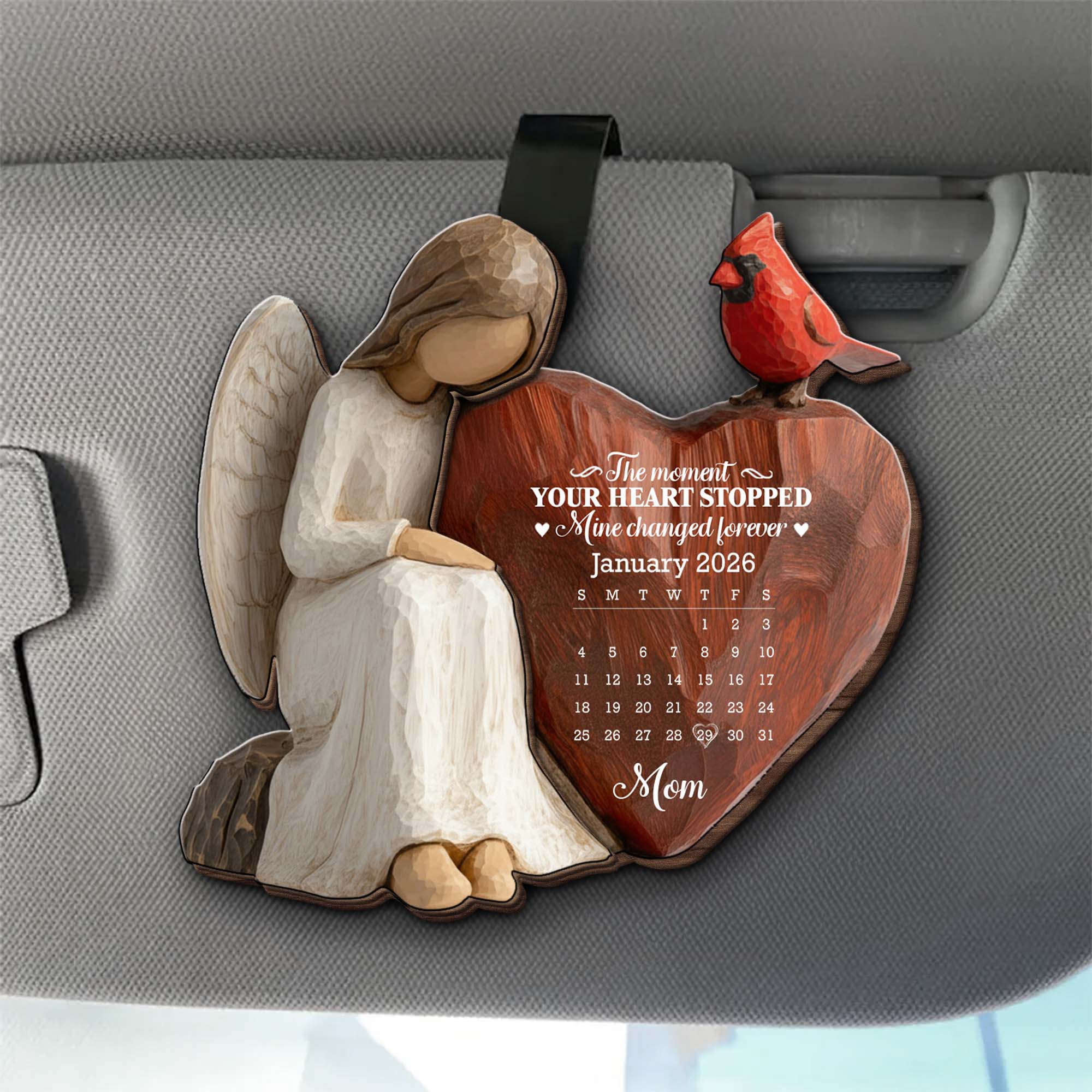 Personalized Wood Heart Car Visor Clip Memorial Gift for Mom Car Visor Clip GradoCreations
