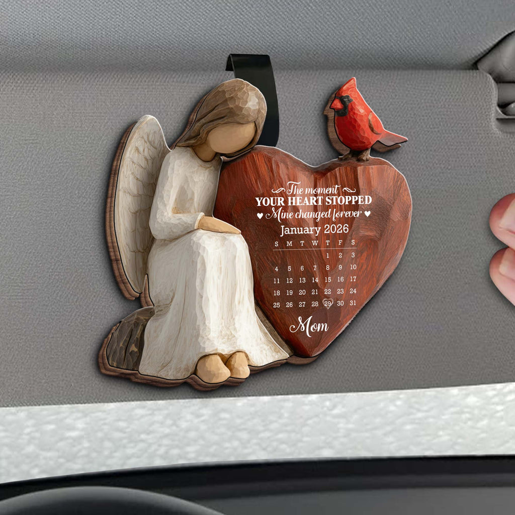 Personalized Wood Heart Car Visor Clip Memorial Gift for Mom Car Visor Clip GradoCreations