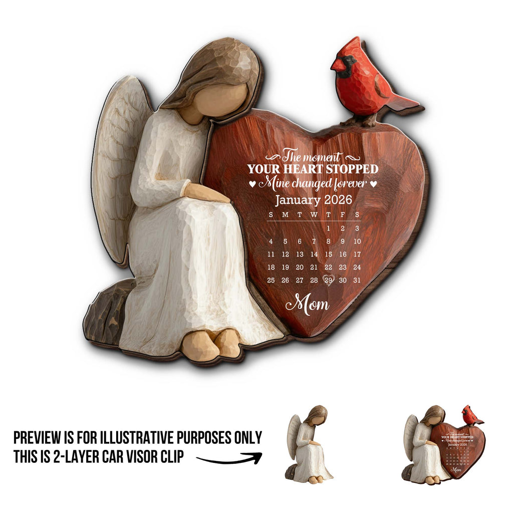 Personalized Wood Heart Car Visor Clip Memorial Gift for Mom Car Visor Clip GradoCreations