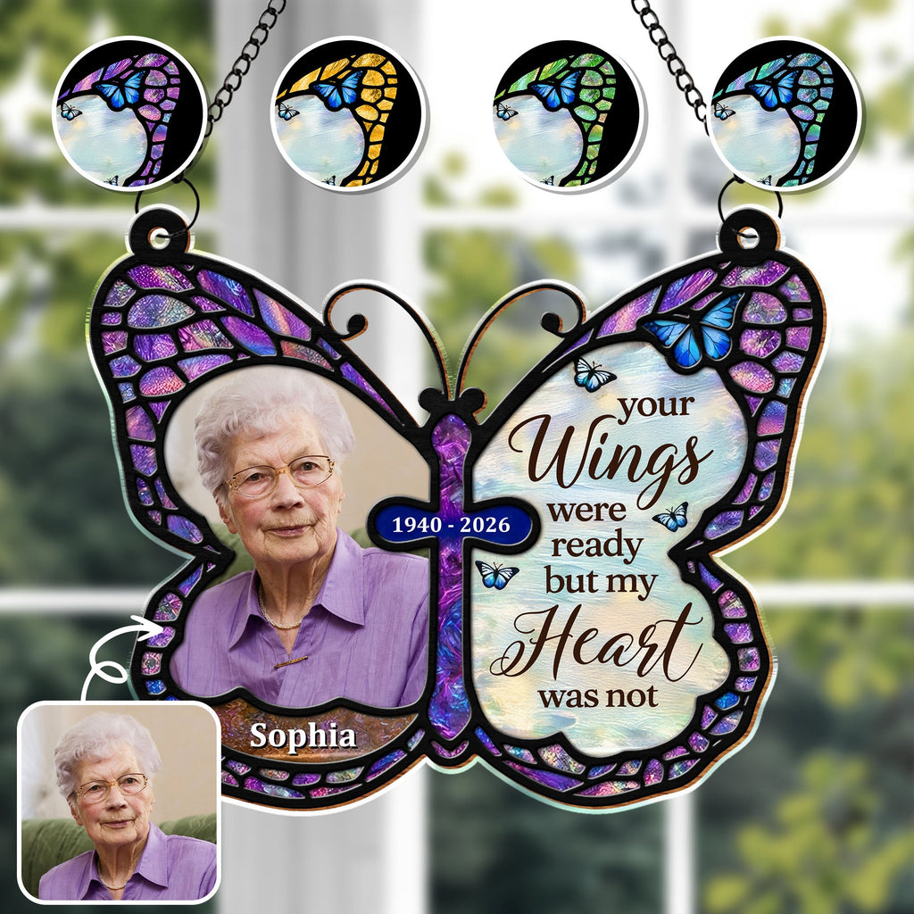 Personalized Butterfly Memorial Suncatcher Custom Photo Gift Suncatcher GradoCreations