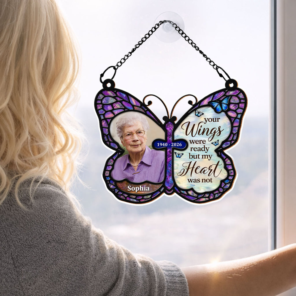 Personalized Butterfly Memorial Suncatcher Custom Photo Gift Suncatcher GradoCreations