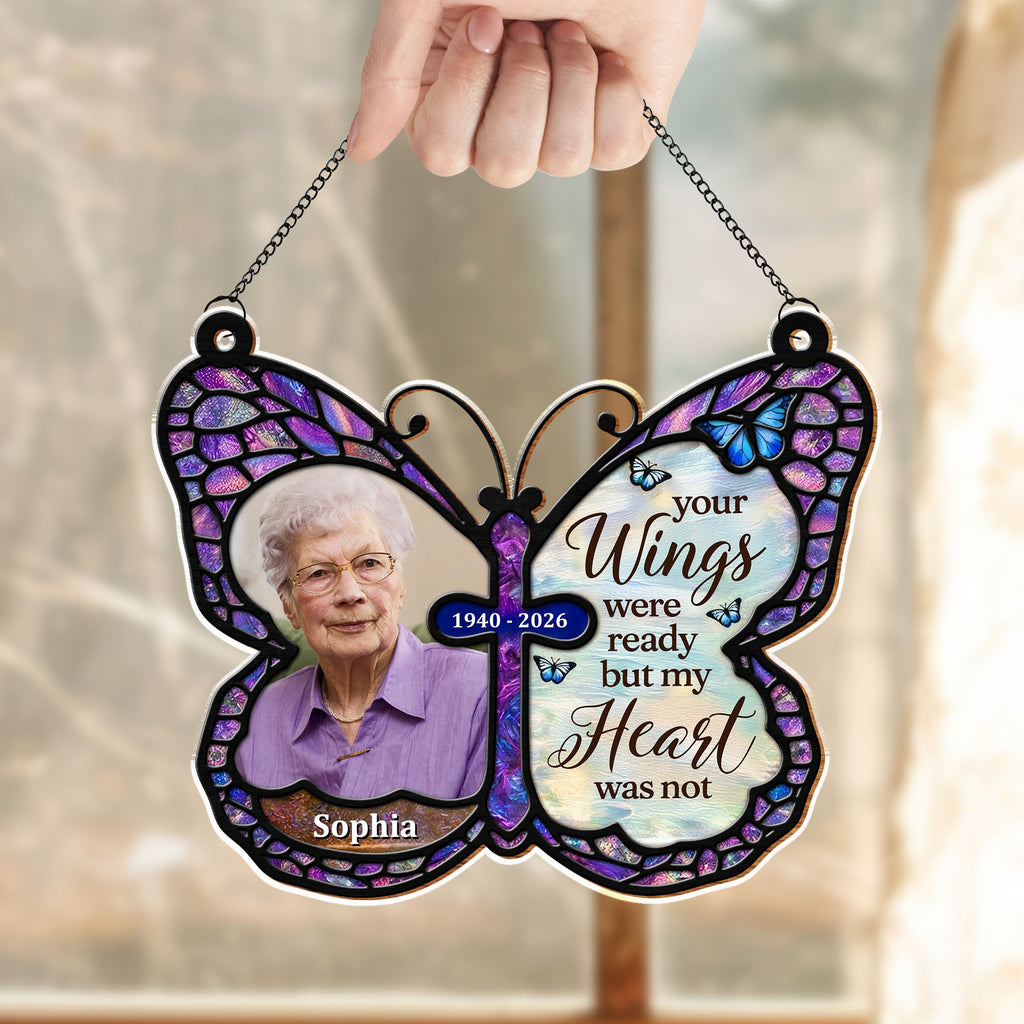 Personalized Butterfly Memorial Suncatcher Custom Photo Gift Suncatcher GradoCreations